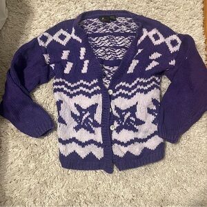 Purple and White Women's Sweater
